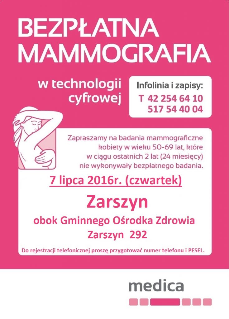 Zarszyn mammografia lipiec 2016